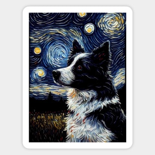 Border Collie Dog Starry Night Design Magnet